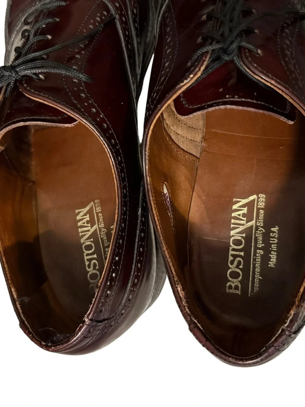 Bostonian USA Made Leather Longwing Wingtip Brogue Oxfords Burgundy 10 1/2 D